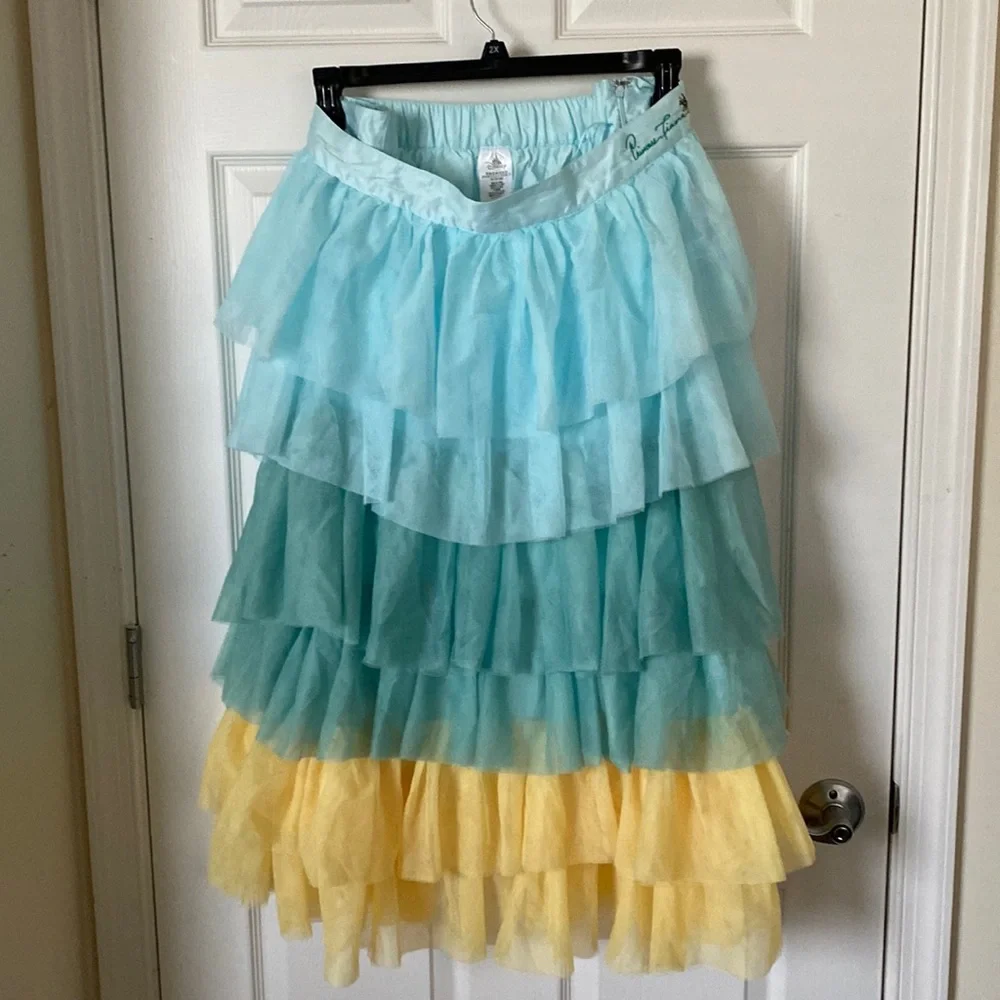 NWT Disney Parks Color Me Courtney PrincessTiana Tiered Ruffle Midi Skirt Sz 2X - Picture 1 of 8